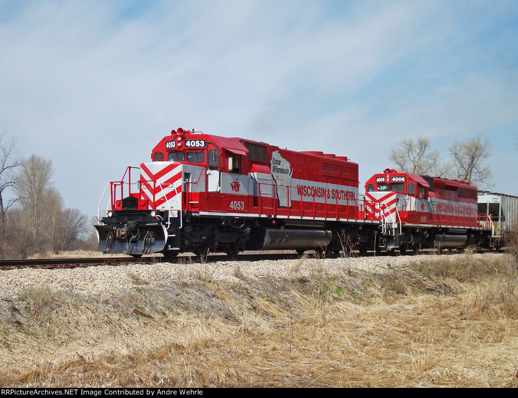 WSOR 4053 cuts across the still-dormant meadows near Dallman Road